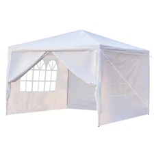 10x10 FT Canopy Gazebo Wedding Party Tent Patio Gazebo Waterproof w/ 4 Side Wall