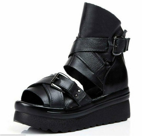 Women's Gothic Sandals Hollow Out Platform Open Toe Shoes Roman Fashion Casual - 第 7/11 張圖片