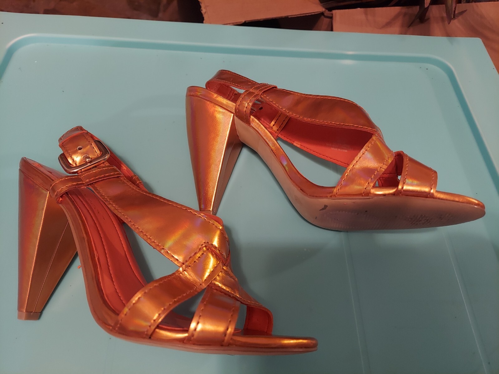 BCBGeneration Metallic Orange Leather Slingback S… - image 2