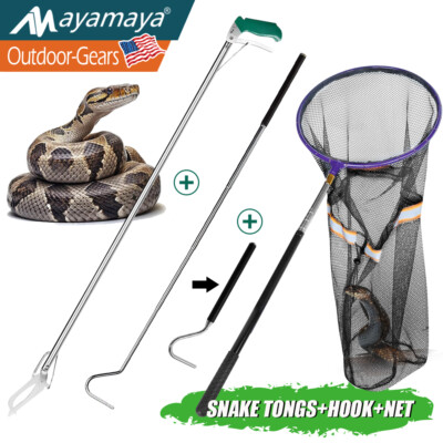 47'' Heavy Duty Snake Tongs &59'' Extendable Reptile Grabber Catcher Net &39'' Hook