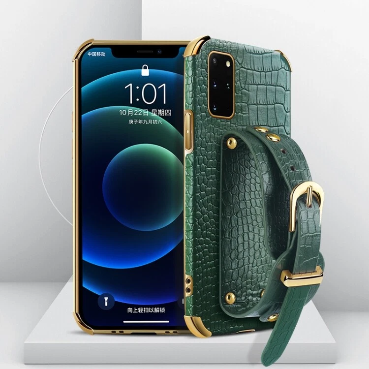 Electroplated TPU Crocodile Pattern Leather Case with Wrist Strap For Samsung ! — 第 4/4 张图片
