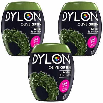 Cialda Colorante per Tessuto Lavatrice Dylon, Verde Oliva, 3 Confezioni da 350g
