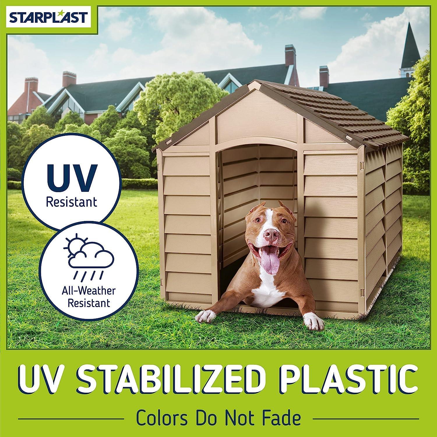 Starplast Large Heavy Duty Plastic Dog Kennel Pet Shelter, Easy