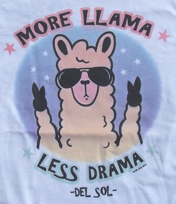 Llama Del Sol White TShirt Size Youth Medium Color Changing Sunlight 100% Cotton