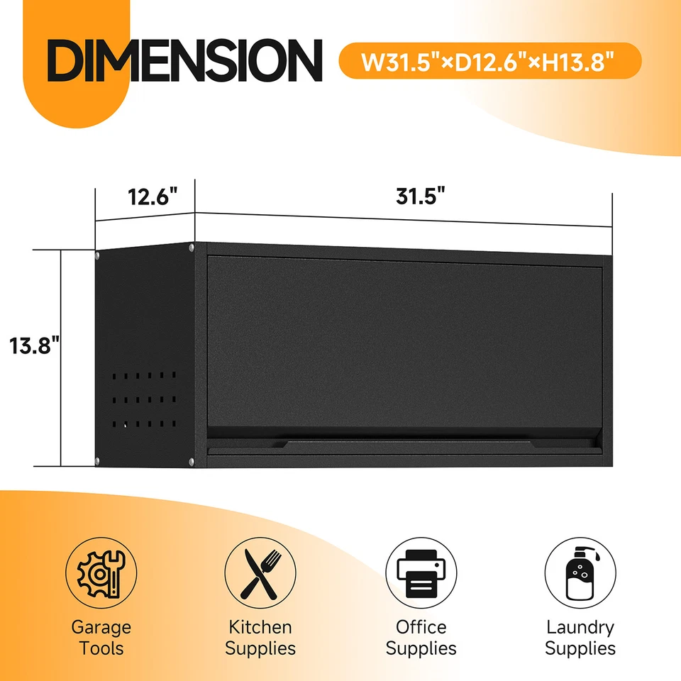 Armario de almacenamiento de baño de metal negro para cocina garaje armario de pared armario de metal Foto 2 de 4