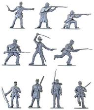 Accurate C.S.A. Infantry Set #1 in Mid Gray Color - 10 54mm soft plastic figures