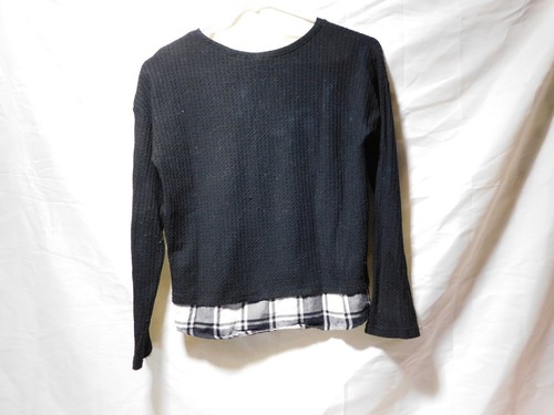 Place Black Plaid Long Sleeve Pull Over Sweater Girls Size Lg 10/12 - Picture 4 of 10