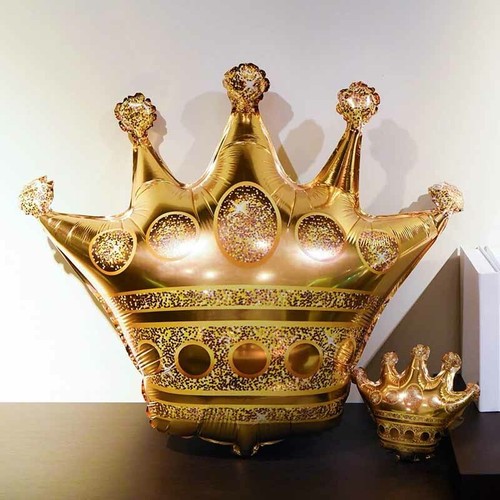 Large Gold Crown Foil Balloons Birthday Party Prince Princess Decoration Helium - Imagen 7 de 15