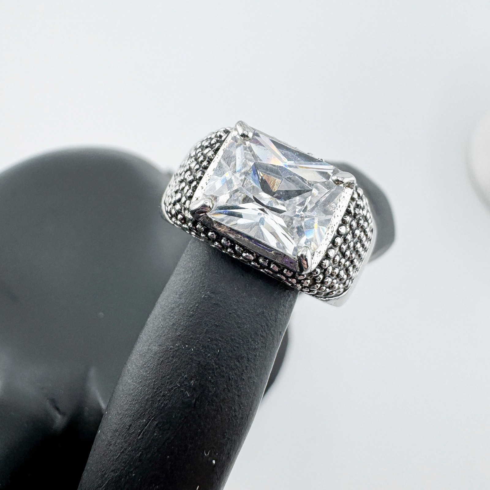 Vintage Textured Rectangle Statement Ring Chunky … - image 1