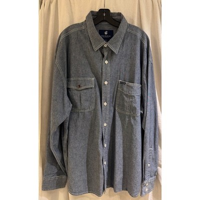 ROCAWEAR Classic Men's 100% Cotton Denim L/S Dress Shirt 4XB Blue