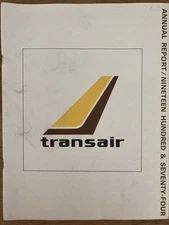 1974 TRANSAIR AIRLINES of Canada BROCHURE ANNUAL REPORT F28 B707