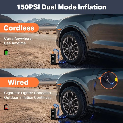 OlarHike Cordless Tire Inflator Portable Air Compressor 150PSI Dual Mode 9000... - Picture 5 of 6