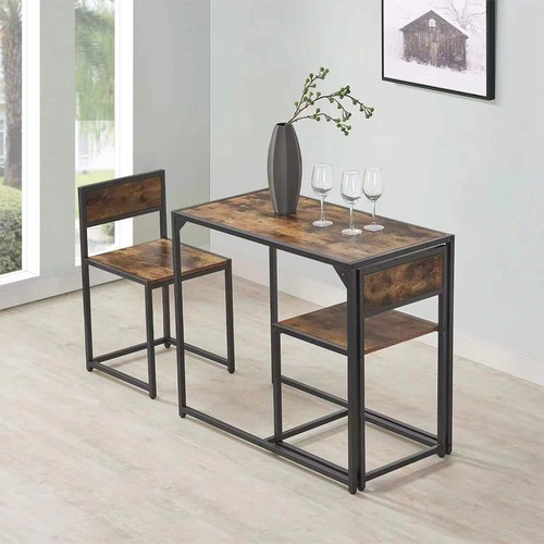 Small Dining Table 2 Chairs Kitchen Furniture Set Space Saving Breakfast Table - Picture 6 of 15