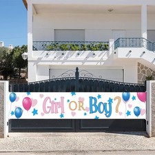 Gender Reveal Yard Banner 118X20 Inch Pink Blue Girl Or Boy Garden Gen