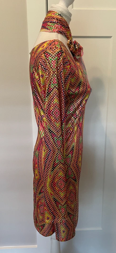 CALIFORNIA COSTUMES Womens 70s DISCO Dolly Dress Orange Yellow Green Size Medium - Image 3 of 4