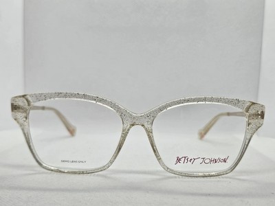 Betsey Johnson Funfetti GLD Clear Gold Glitter Eyeglasses Frames 54-15-140