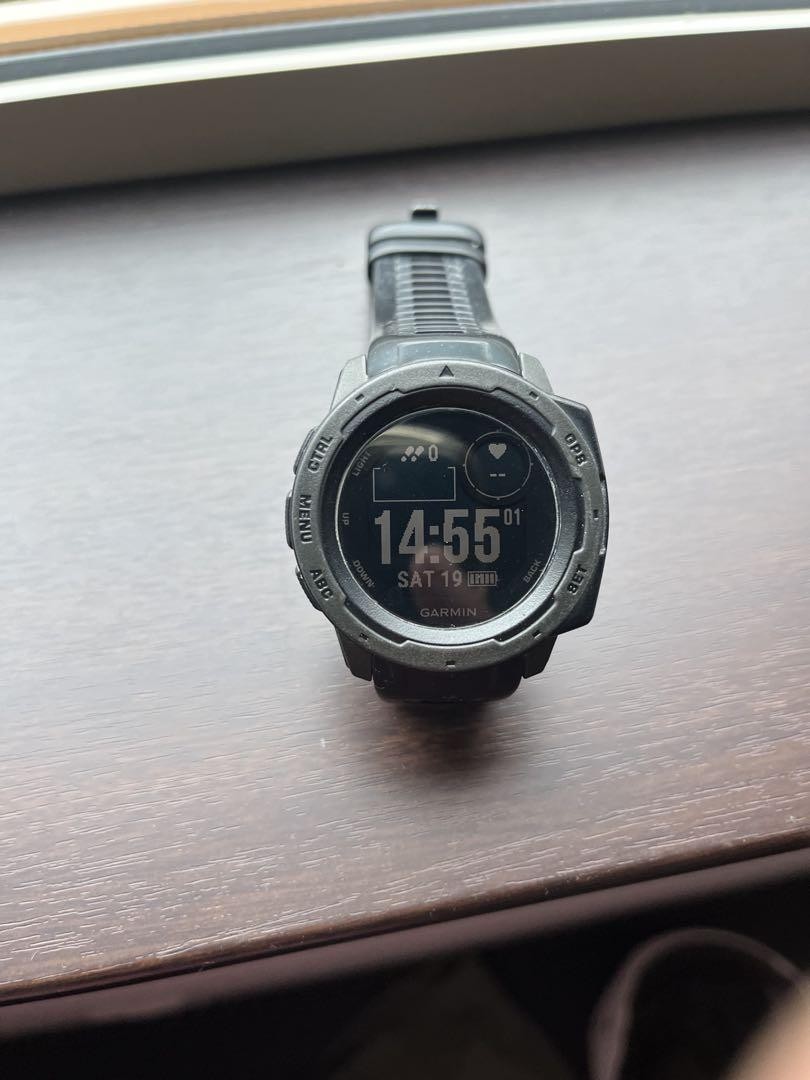 Garmin Instinct Black Digital Watch with Heart Rate Sensor Used
