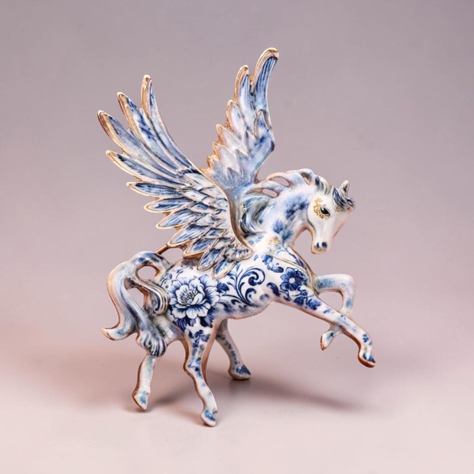 Ceramic Pegasus Brooch Pin Animal Brooches