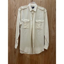 Vtg 1990s Polo Ralph Lauren Long Sleeved Safari Style White Button Up Men's L