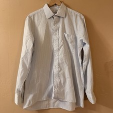 Vintage Christian Dior Men's 16.5 34/35 Shirt Plus De Coton USA Light Blue
