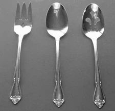 Oneida Ltd 1881 Rogers Stainless Arbor Rose/True Rose 3 Piece Serving Set VGC