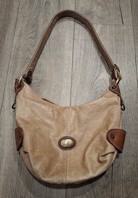 Vera Pelle Avorio Soft Leather 2 Tone Satchel Tote Shoulder Bag w/ Brass Italy
