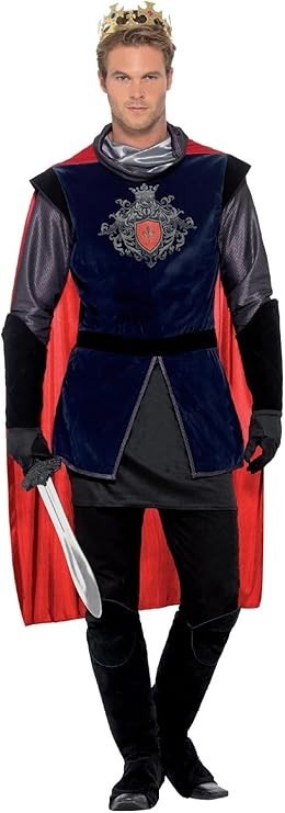 Disfraz Smiffys Deluxe Rey Arturo, Negro con Top, Capa, Guantes, Botas y C