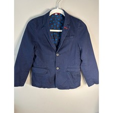 Mini Boden Navy Blue Star Lined Boys Blazer Jacket Size 9-10 yrs