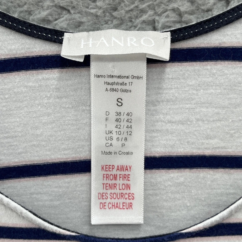 Vestido Hanro Mujer Pequeño Blanco Azul Marino Rayas Tanque Midi Verano Informal Algodón Modal Foto 3 de 4