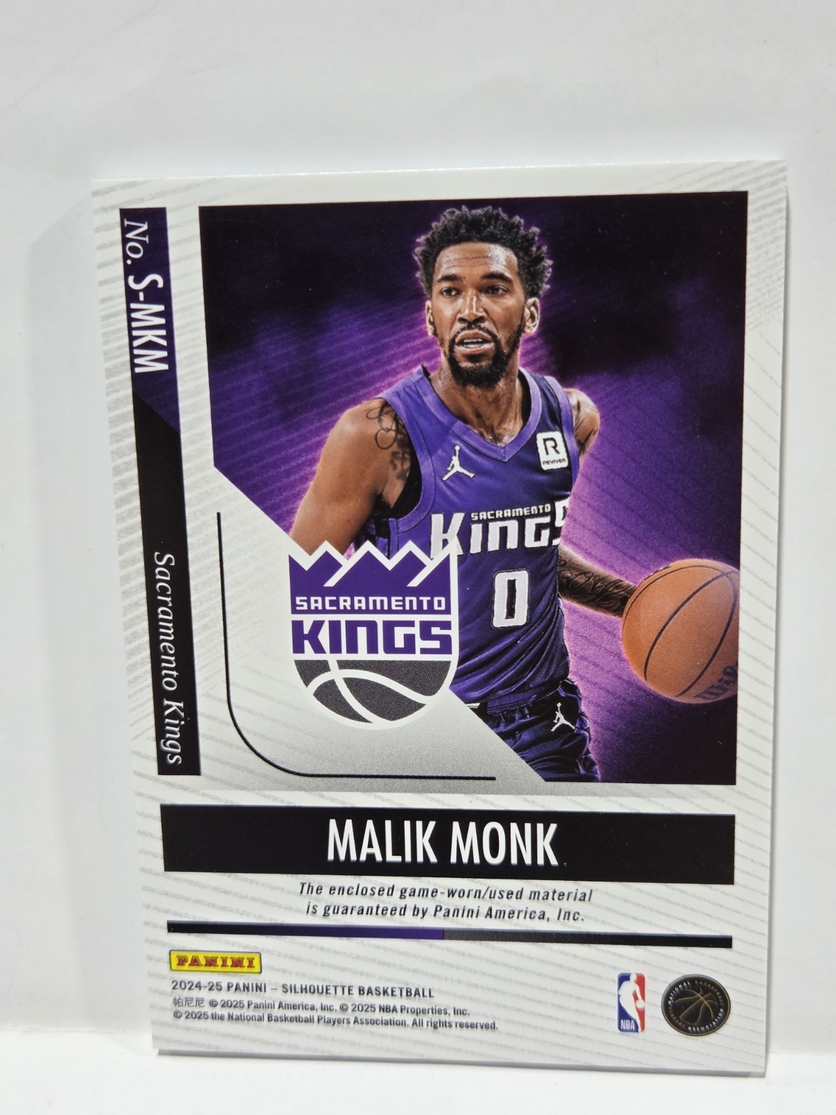 2024 2025 Silhouette Malik Monk Auto Patch 03/25 #S-MKM Game Worn view 2