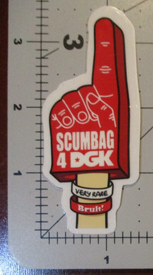 DGK SCUMBAG Skate Sticker NUMBER ONE FINGER 3.5'' skateboards helmets decal