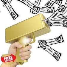 Alagoo Super Money Gun Toy Metallic Gold Cash Cannon Dispenser