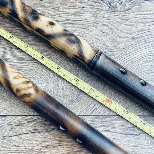 Handmade Vintage Bamboo Long Flute Pair 2 Flutes Unique Musical Instruments 76cm - Picture 5 of 24