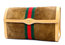 GUCCI VINTAGE Sherry Line pochette pelle scamosciata beige rara autentica