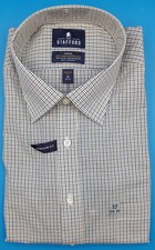 Stafford Regular Fit Travel Collar Dress Shirt 17 neck White Brown Blue