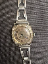 Beautiful Vintage Art Deco Ladies Langendorf Watch Sapphire Crown Runs