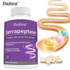 Serrapeptase Nattokinase Biofilm Defense Proteolytic Digestive Enzymes 120Caps