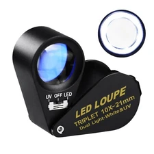 Illuminated Jewelers Loupe Magnifier, Foldable Jewelry Magnifier with 6 LED &...