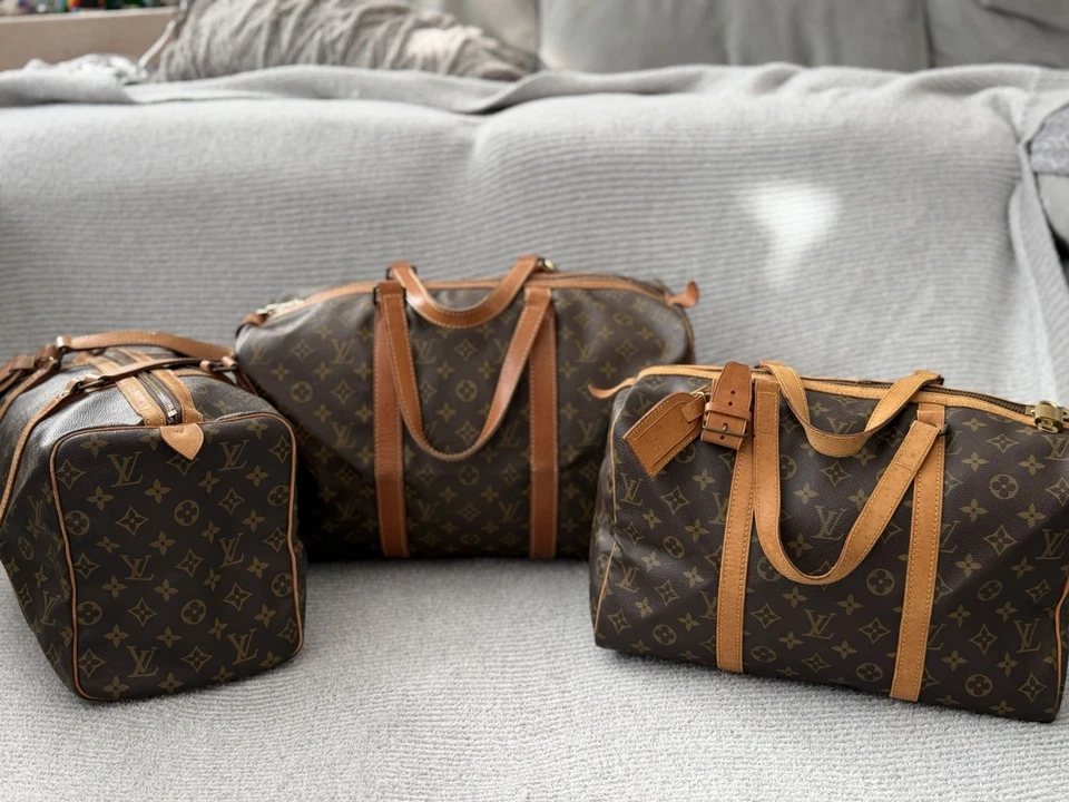 * ВИНТАЖНЫЙ * LOUIS VUITTON, монограмма мешок Souple набор из 3! Дорожные спортивные костюмы 35 и 45 - Изображение 2 из 4