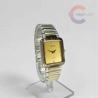 Rado Jubile 132.9557.3 4P Unisex 26mm Gold Dial Date Quartz Watch Working Japan