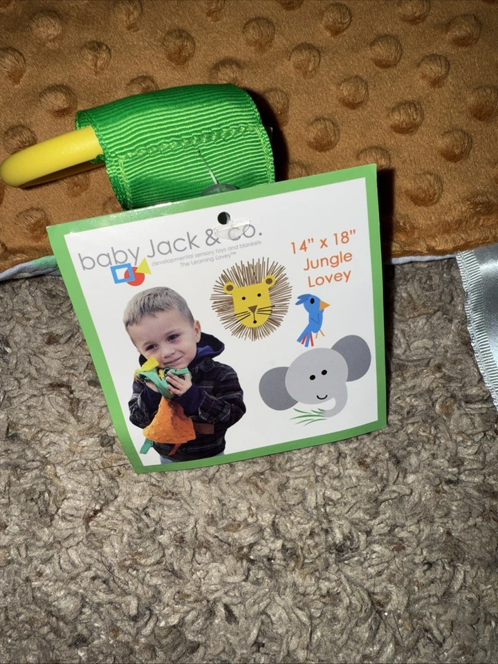 Baby Jack Co Taggie Elefante Mono León Cebra Pájaro Minky Manta de Seguridad/Lovey Foto 4 de 4