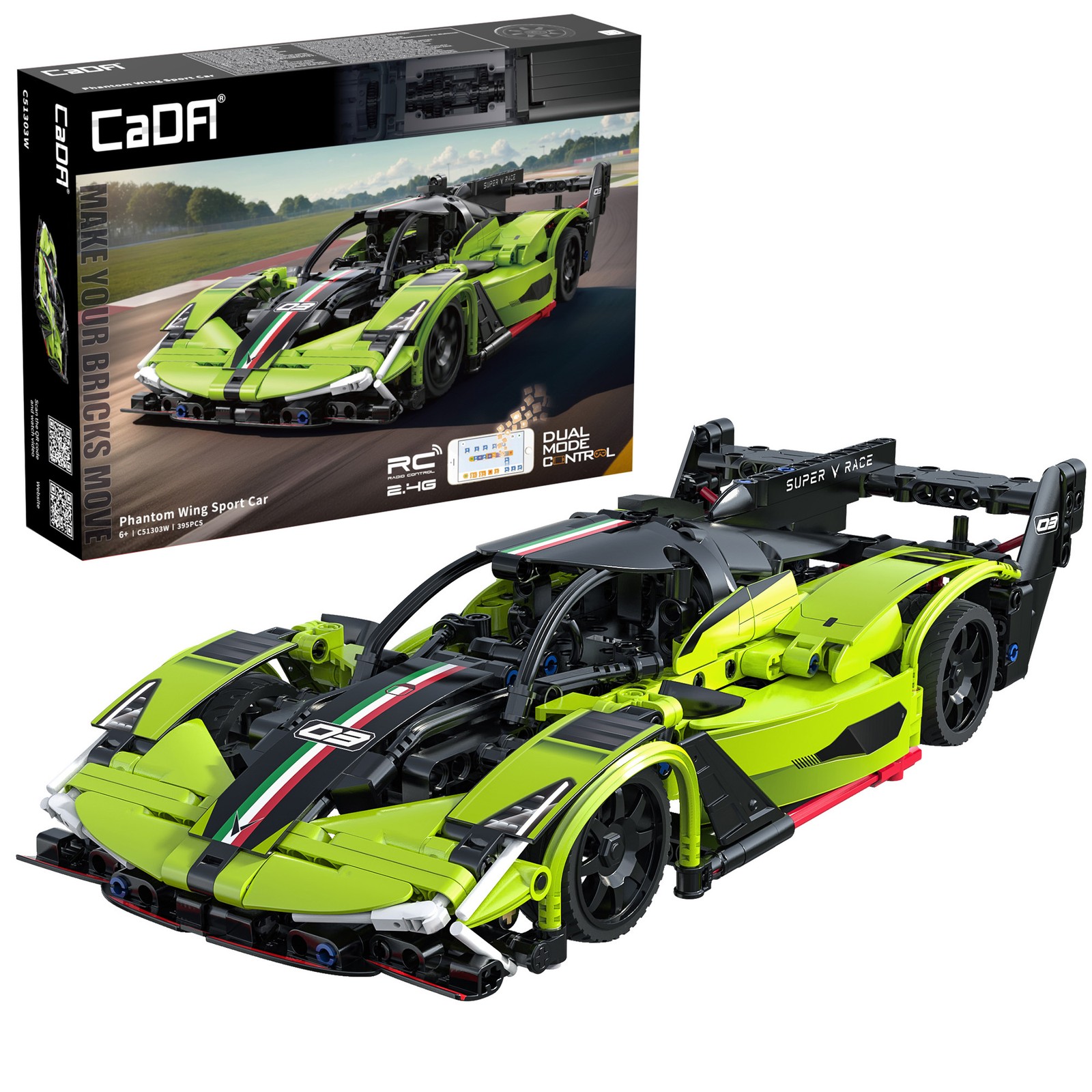 CaDA Phantom Wing Sports Car - 395 Piece Brick Build Model Kit