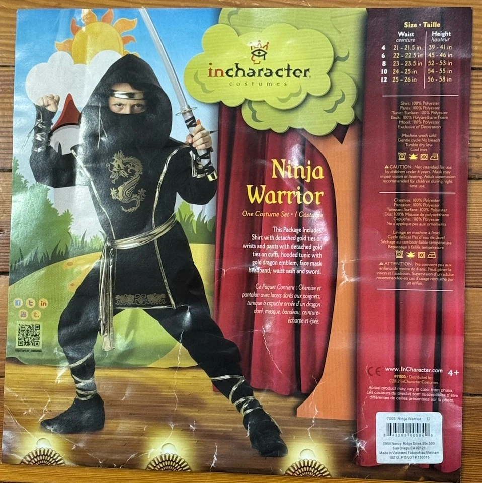 Disfraz de Guerrero Ninja Niño en Personaje Excelente Estado Talla 12 Foto 2 de 2