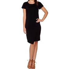 NWT LISA RINNA PONTE KNIT FAUX WRAP BLACK DRESS SMALL