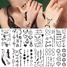 30 Sheets Fake Black Tiny Temporary Tattoo, H...