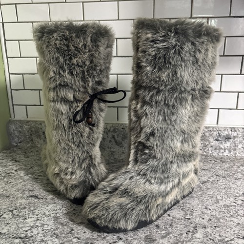 UnionBay Black Faux Fur Pull On Boots Sz 9M - Picture 3 of 9