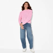 Women's Crewneck Cotton Cable Pullover Sweater - Wild Fable