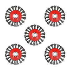 AUPREX 5 Pack 4 Inch Twist Knotted Wire Wheel Brush for Angle Grinder with 5/8 I