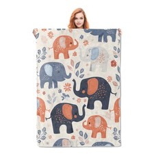 Cute Elephant Blanket Gifts for Adults Soft Warm Lightweight Cozy Flannel Ani...