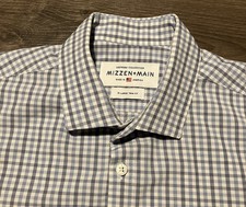 Mizzen Main Performance Shirt Mens XL Blue White Check Long Sleeve Button Up